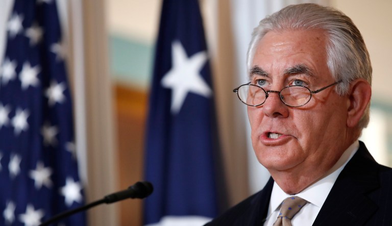 Secretary of State Rex Tillerson's team accused Saudi Arabia on Tuesday of trying to settle a score with a neighbor under the guise of fighting terrorism. (AP Photo/Jacquelyn Martin)