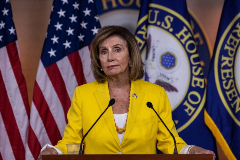 Speaker of the House Nancy Pelosi talks to the media on Capitol Hill in Washington, D.C., on Thursday.