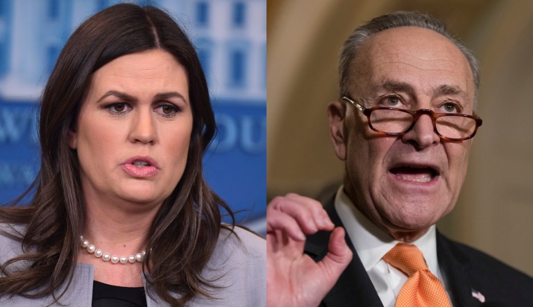 Sarah Sanders and Chuck Schumer