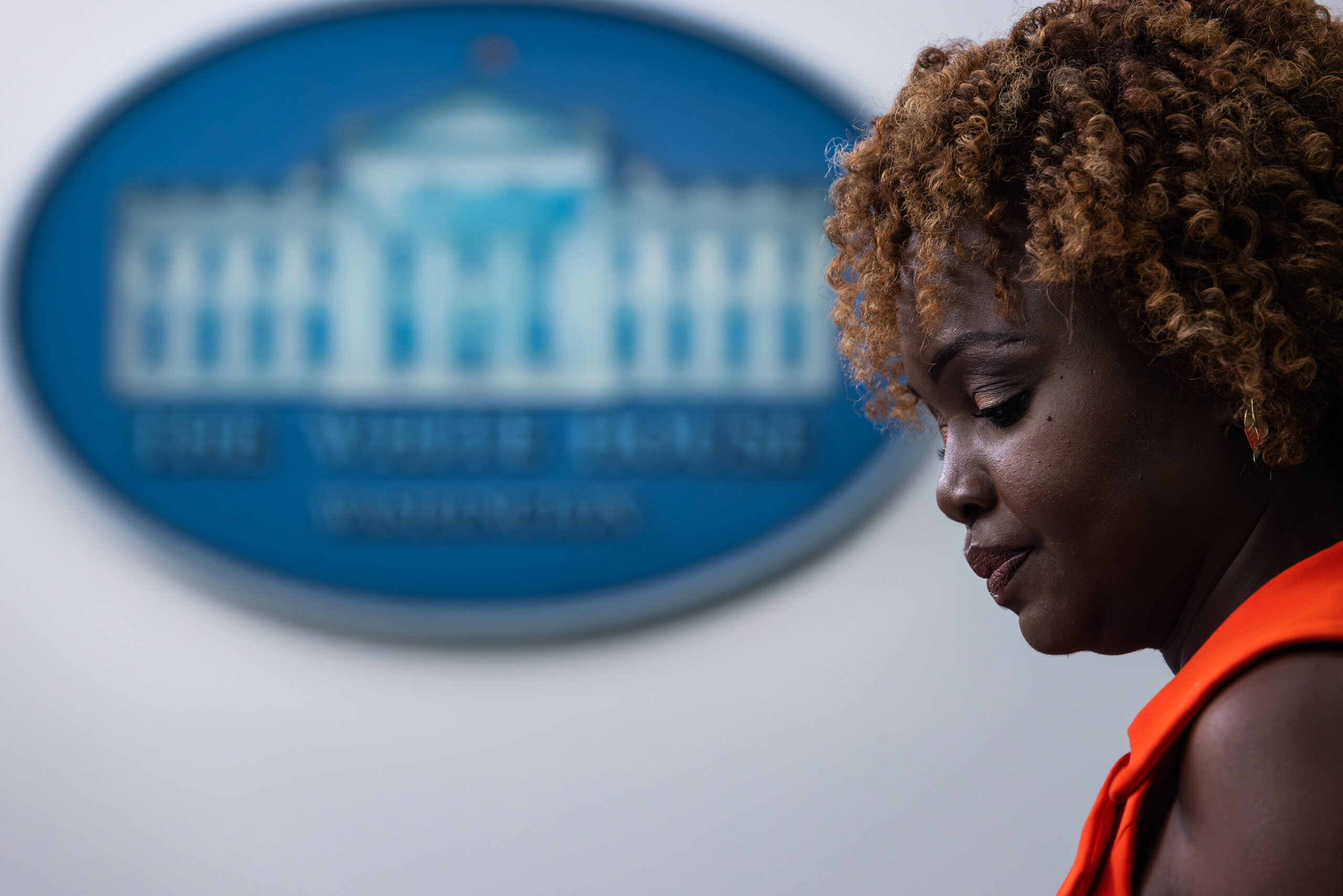 White House press secretary Karine Jean-Pierre takes questions during the daily briefing on Monday, July 24, 2023. During the briefing, reporters questioned Jean-Pierre about Hunter Biden's business dealings. Jean-Pierre stated "The president was never in business with his son. I just don't have anything else to add."