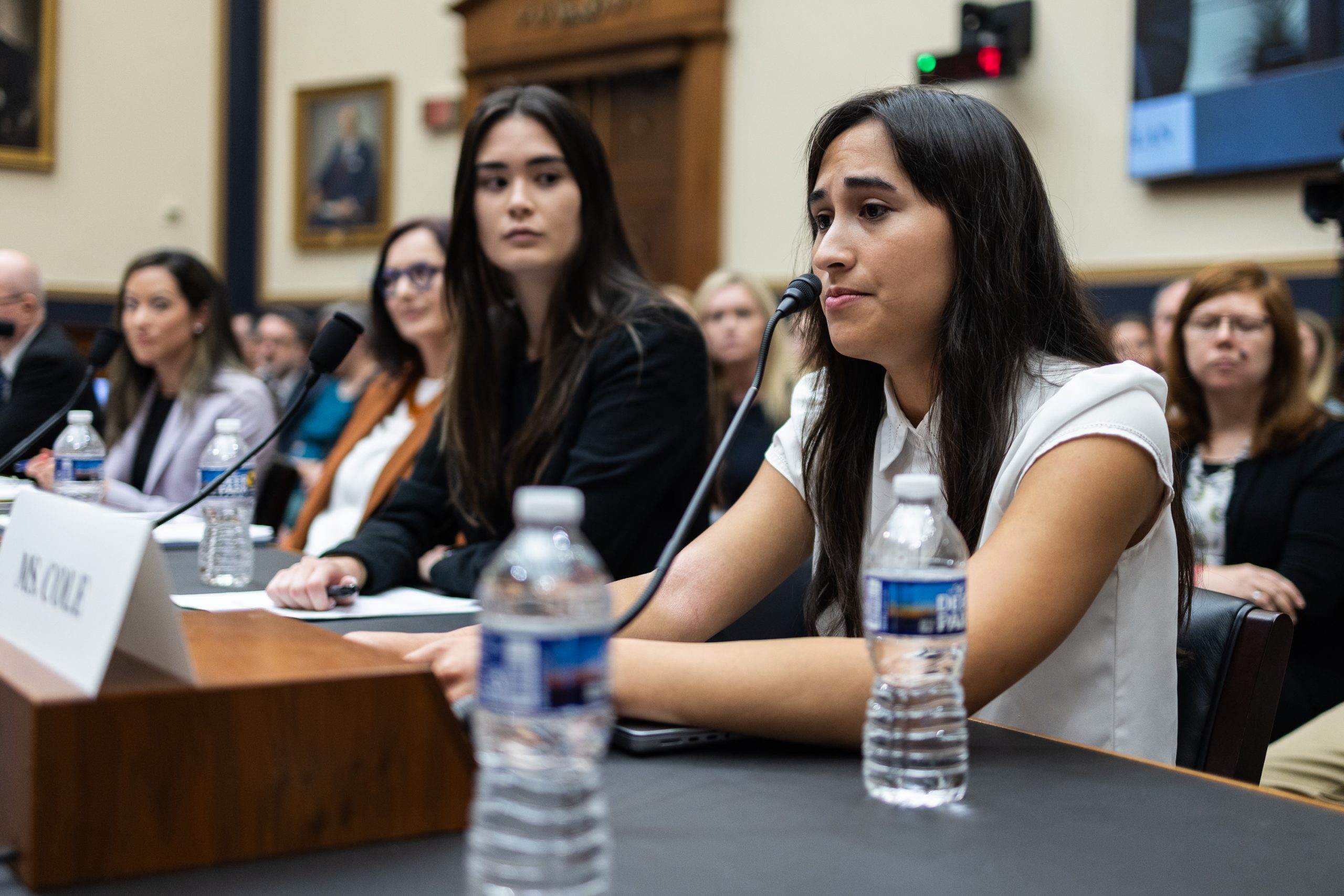 "Detransitioner" Chloe Cole pauses while testifying before a House Judiciary Subcommittee on the "Dangers and Due Process Violations of 'Gender-Affirming Care' for Children," on Capitol Hill, Thursday, July 27, 2023. After being diagnosed with gender dysphoria, Cole was prescribed puberty blockers and testosterone, at the age of 13. During her testimony, she stated "I'm making a desperate plea to my representatives learn the lessons from other medical scandals like the opioid crisis to recognize that doctors are human too. And sometimes they are wrong."