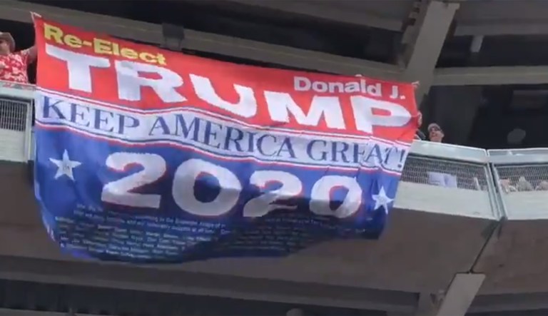 Huge ‘Trump 2020’ banner displayed by fans at Yankee Stadium