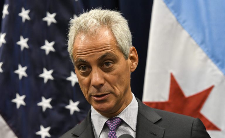 Chicago Mayor Rahm Emanuel speaks during a press conference where sanctuary cities, which don't arrest or detain immigrants living in the U.S. illegally, and Chicago violence, two issues raised by President Donald Trump, were discussed on Wednesday, Jan. 25, 2017, in Chicago. (AP Photo/Matt Marton)