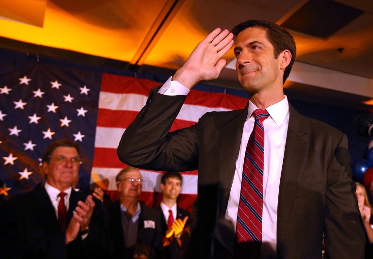 Sen. Tom Cotton on Nov. 4, 2014, election night. He stands behind the decisions of the Iraq War. (Getty Photo)