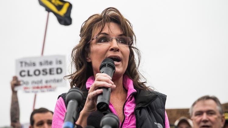 Sarah Palin over the weekend protesting the closure of national memorials in Washington. AP Photo