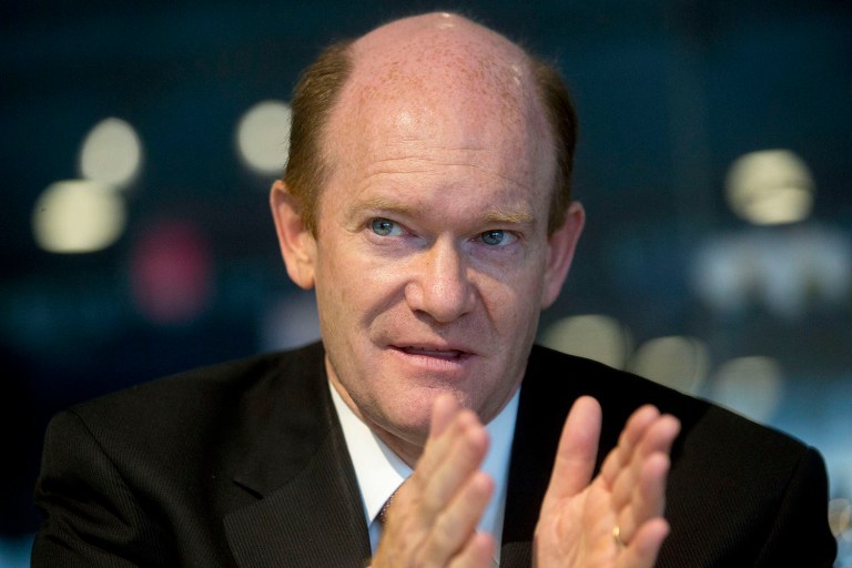 Sen. Chris Coon urged President Trump on Monday to get his news from more reliable sources than early morning cable TV shows. (Andrew Harrer/Bloomberg)