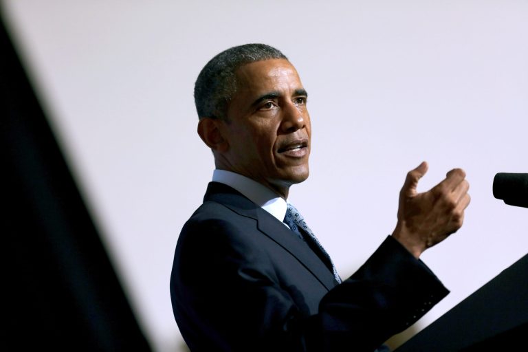 President Obama delivers a speech at the Federal Trade Commissions offices, January 12, 2015 in Washington. (Photo by Aude Guerrucci-Pool/Getty images)