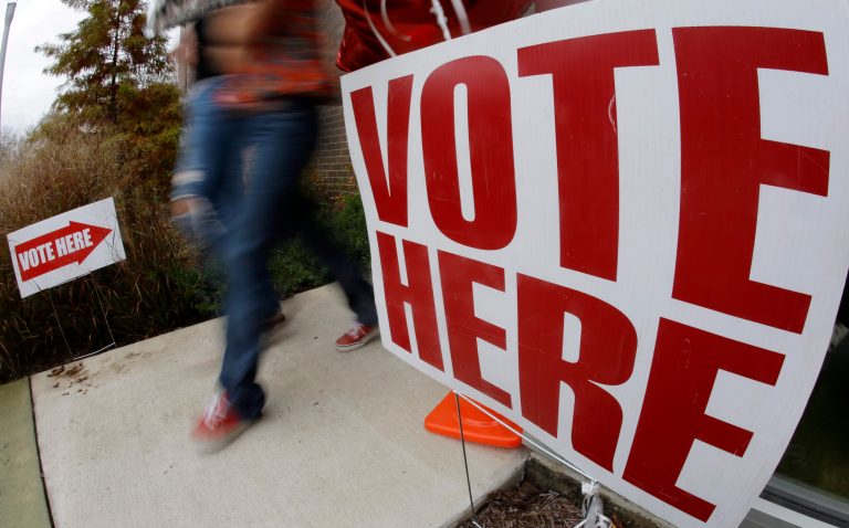 Voters leave a polling place on election day in Nashville, Tenn. (AP/Mark Humphrey)