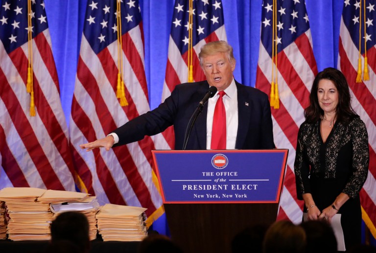 Sheri Dillon (right), one of President-elect Trump's attorneys, works at the firm Morgan Lewis, which was named 