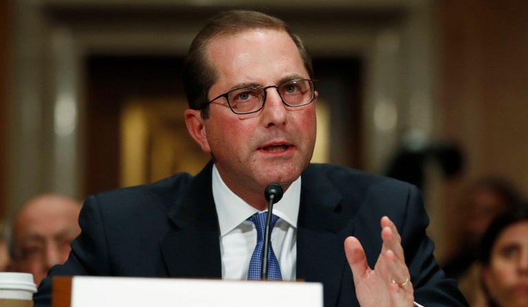 Alex Azar, President Donald Trump's nominee to become Secretary of Health and Human Services, testifies during a Senate Health, Education, Labor and Pensions Committee confirmation hearing on Capitol Hill in Washington, Wednesday, Nov. 29, 2017. (AP Photo/Carolyn Kaster)