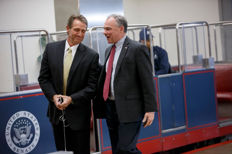 Flake said on Twitter Wednesday evening that he and Kaine would be making the official announcement at noon at the U.S. Capitol. (AP Photo/J. Scott Applewhite)