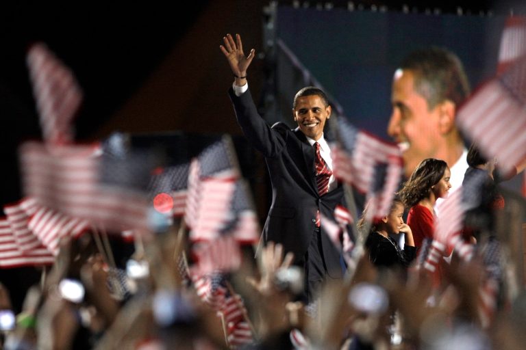 President Obama on Tuesday is returning to Chicago where he gave his 2008 victory address. (AP Photo/David Guttenfelder)