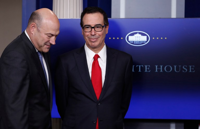 Asked how he would prevent the plan from driving up the debt, Mnuchin answered that it would be a combination of ending tax breaks and accelerating economic growth to 3 percent annually on a sustained basis. (AP Photo/Carolyn Kaster)