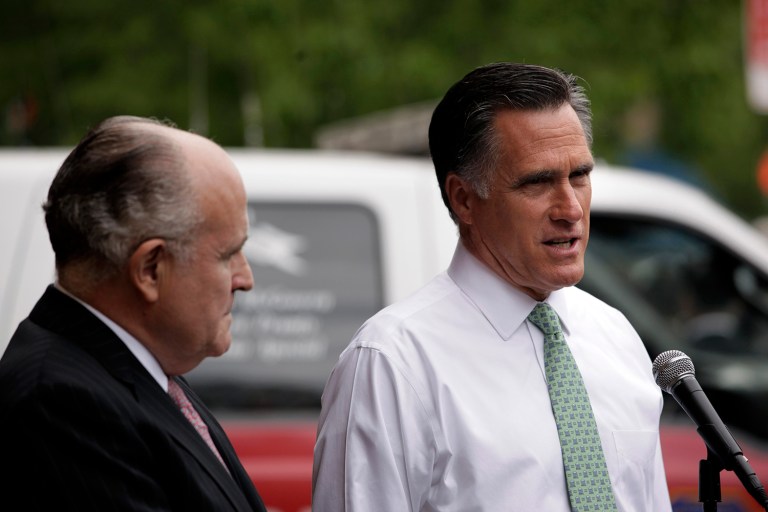 Mitt Romney and Rudy Giuliani are two of the four finalists for the secretary of state job, transition officials said Wednesday. (AP Photo)