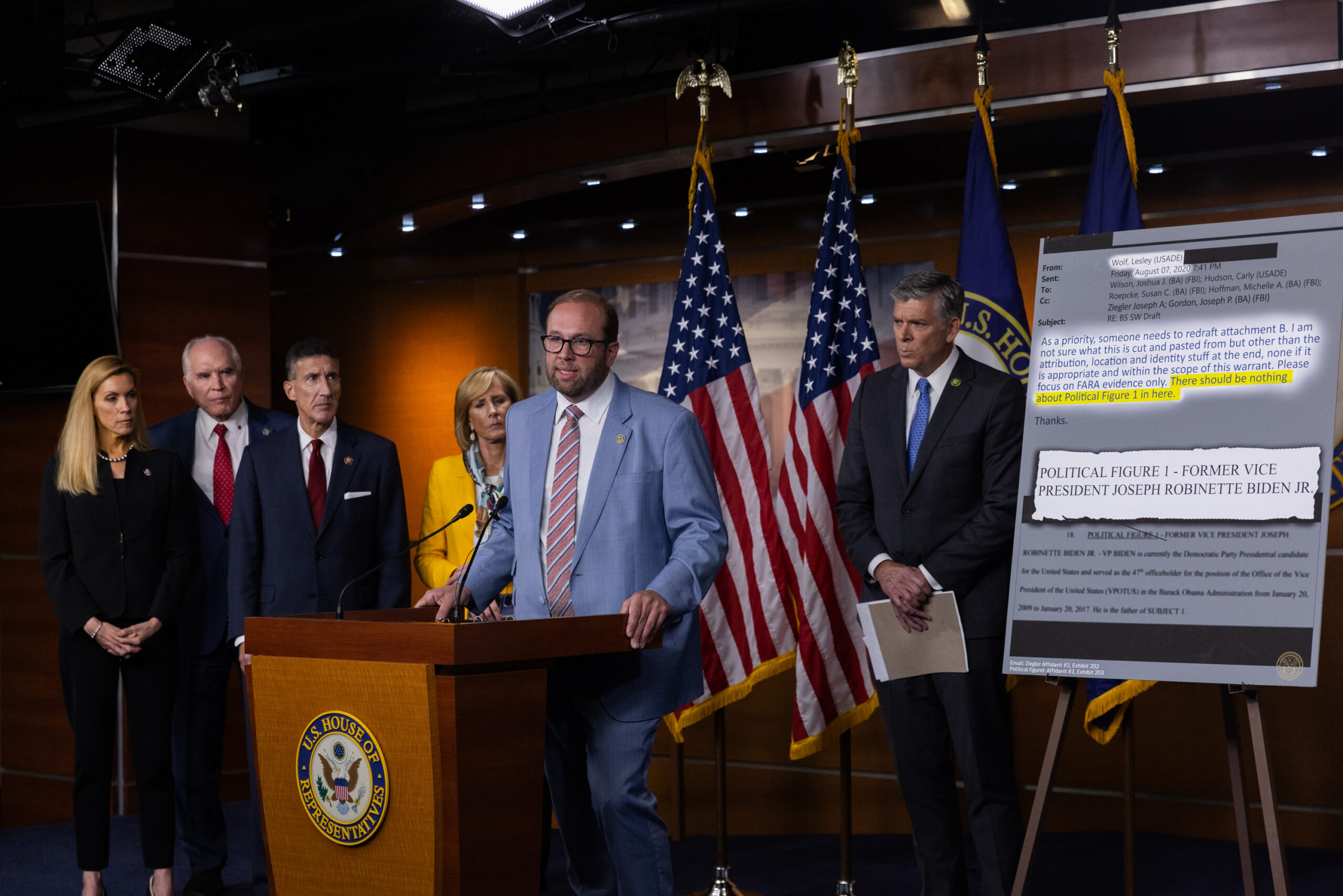 House Ways and Means Chairman Jason Smith (R-MO) speaks about new IRS whistleblower evidence in the Biden impeachment inquiry on Sept. 27, 2023, at the Capitol.