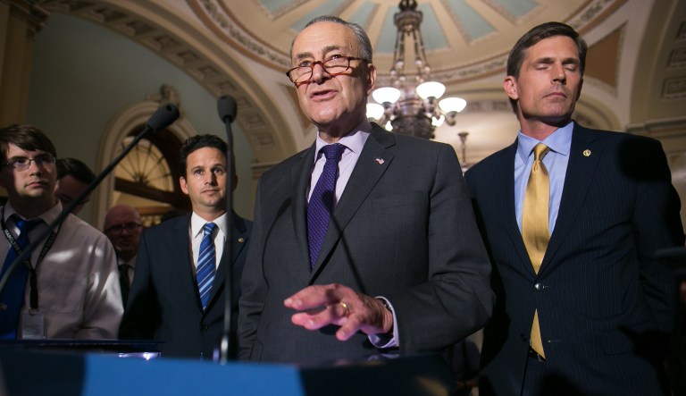 Senate Minority Leader Chuck Schumer, D-N.Y., speaks at a news conference on Capitol Hill, Tuesday, June 20, 2017. (Graeme Jennings/Examiner)