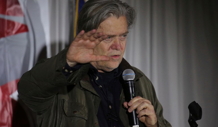 Bannon, who returned to Breitbart News as executive chairman after his stint in the West Wing, bragged it was his idea to invite women who had accused Bill Clinton of sexual misconduct at various points in his political career to Hillary Clinton and Donald Trump's second presidential debate in October 2016. (AP Photo/Mary Schwalm)