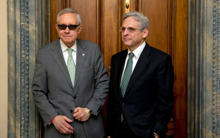 Reid said Grassley has been defending Trump's record, but still hasn't held a hearing for Merrick Garland. (AP Photo/Manuel Balce Ceneta)