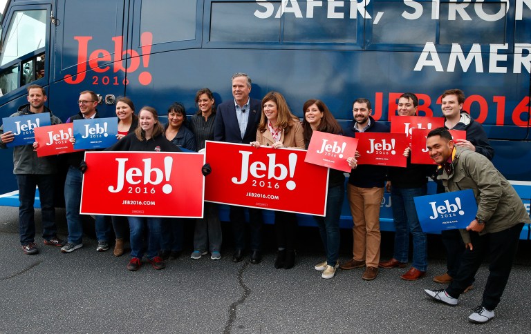 Hillary Clinton's top supporters are trying to woo the support and money of Jeb Bush's donors. (AP Photo/Paul Sancya)