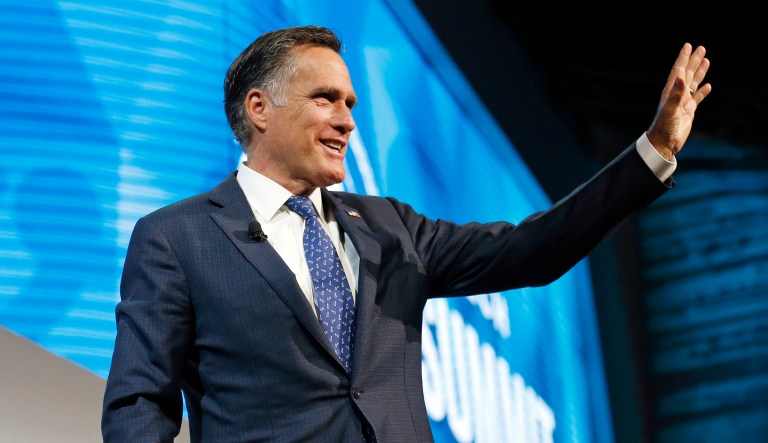 Just as the news broke indicating Mitt Romney (pictured above) will announce his candidacy for Orrin Hatch's, R-Utah, Senate seat on Thursday, Utah's Republican Party chairman, Rob Anderson, slammed the former presidential candidate. (AP Photo/Rick Bowmer)