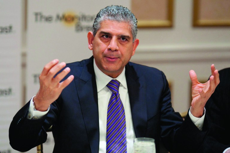 Maen Rashid Areikat, chief representative of the general delegation of the PLO to the United States. (Michael Bonfigli/The Christian Science Monitor)