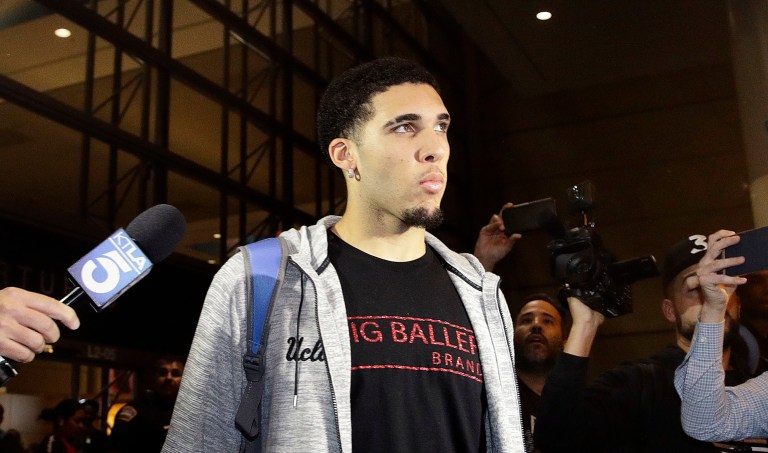 Former University of California, Los Angeles, basketball player LiAngelo Ball said he wouldn't have thanked President Trump for his release from a Chinese jail if he had not been told to by the college. (AP Photo/Jae C. Hong, File)