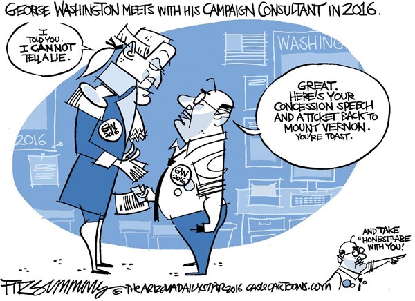 Editorial cartoon: George Washington in 2016