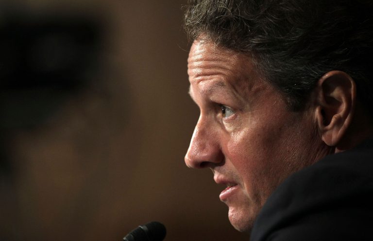 U.S. Secretary of the Treasury Timothy Geithner testifies during a hearing July 26, 2012 on Capitol Hill in Washington. (Photo by Alex Wong/Getty Images)