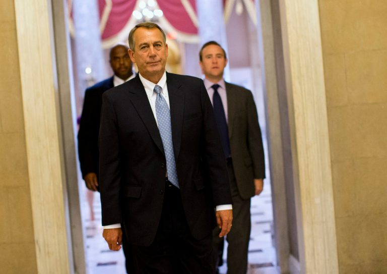 House Speaker John Boehner of Ohio walks to his office on Capitol Hill in Washington, Wednesday, Oct. 2, 2013. The Republican-run House has rejected an effort by Democrats to force a quick end to the partial government shutdown. By a 227-197 vote Wednesday, the House rejected a move by Democrats aimed at forcing the House to vote on immediately reopening the government without clamping any restrictions on President Barack Obama's health care law. (AP Photo/ Evan Vucci)
