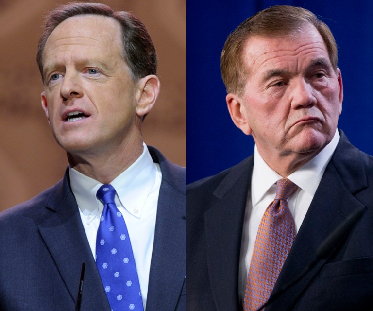 Toomey, a Pennsylvania Republican, and Ridge wrote a Philadelphia Inquirer op-ed taking issue with Secretary of State John Kerry's Dec. 16 decision to certify that Iran is in full compliance with the Joint Comprehensive Plan of Action, the agreement hashed out between six major countries, led by the United States, and Iran and announced in July. (AP photos)