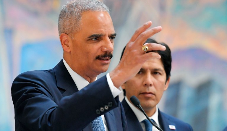 Former Attorney General Eric Holder said special counsel Robert Mueller will need to make sure he has a strong case to go after a sitting president. (AP Photo/Mark J. Terrill)