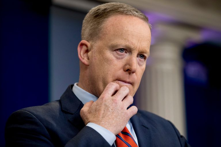 White House press secretary Sean Spicer apologized for claiming that Adolf Hitler did not use chemical weapons during Tuesday's press briefing. (AP Photo/Andrew Harnik)