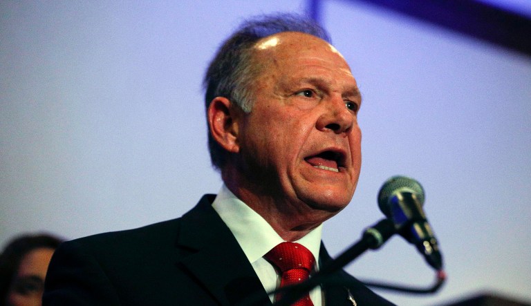 Former Alabama Chief Justice and U.S. Senate candidate Roy Moore dug in his heels Thursday amid multiple sexual misconduct allegations and demands from national GOP leaders that he stand aside. (AP Photo/Brynn Anderson)