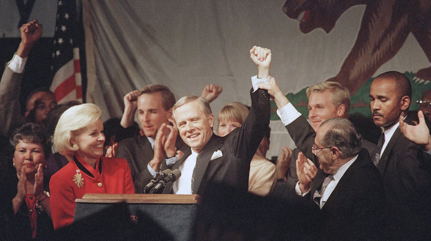 Republicans celebrated when California Gov. Pete Wilson was re-elected in 1994. AP Photo