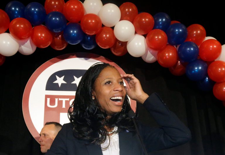 Mia Love won the race for Utah's 4th district, becoming the state's the first Republican African-American woman in Congress. (AP/Rick Bowmer)