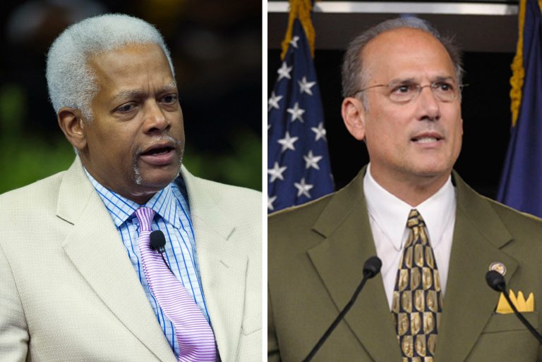 Republican Rep. Tom Marino, chairman of the House Judiciary Committee's antitrust subcommittee, right, interrupted top Democrat Hank Johnson of Georgia during the five minutes Johnson was allowed under hearing rules to question witnesses. (AP Photo)