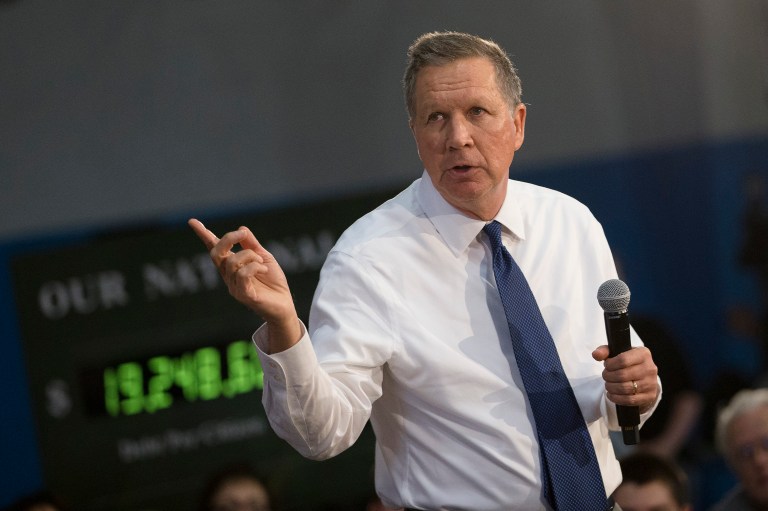 John Kasich is projected to finish second in Tuesday's New York primary, and his campaign seized on the opportunity to slam the third-place finisher, Ted Cruz. (AP Photo/John Minchillo)