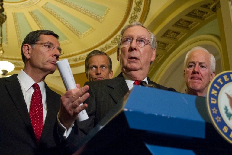 —œMy advice to our nominee would be to start talking about the issues that the American people care about and to start doing it now,—&pound; Mitch McConnell said. (AP Photo)
