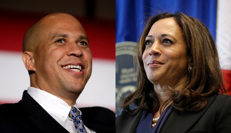 Sens. Cory Booker, D-N.J., (pictured left) and Kamala Harris, D-Calif., (pictured right) are now joining the Senate Judiciary Committee, according to statements made on Tuesday. Booker will be the first black male to sit on the Senate Judiciary Committee, while Harris becomes the first black female to sit on the committee since the 1990s. (AP Photos)