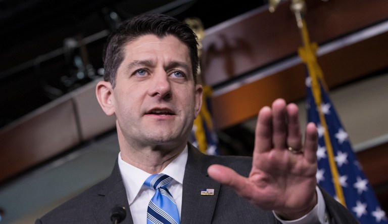 "We should not be banning guns from law-abiding citizens," Paul Ryan said after a closed-door meeting with Republicans Tuesday. "We should be focusing on making sure citizens who should not be getting guns in the first place don't get those guns."