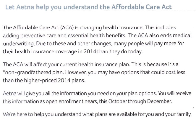Aetna Letter Warns Customers: ‘Many People Will Pay More For Health Insurance’ Under Obamacare
