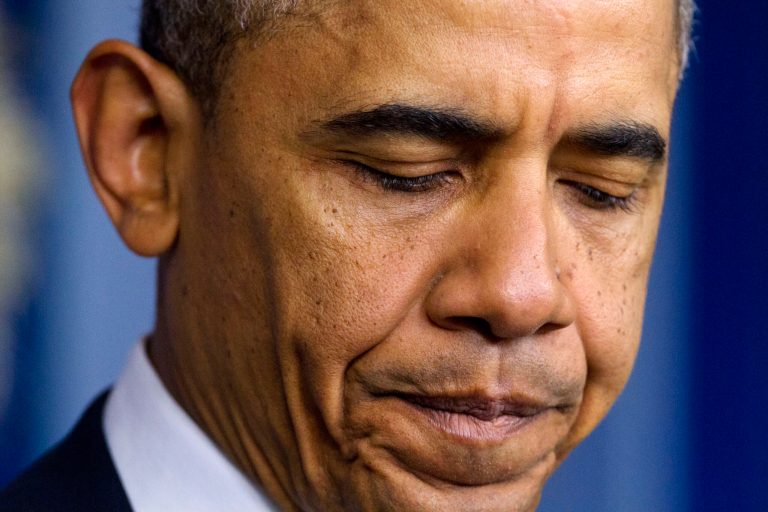 President Barack Obama pauses while making a statement in the Brady Press Briefing Room of the White House in Washington, Friday, May 30, 2014, following his meeting with Veterans Affairs Secretary Shinseki. The president said that Shinseki is resigning amid widespread troubles with veterans' health care. (AP Photo/Jacquelyn Martin)