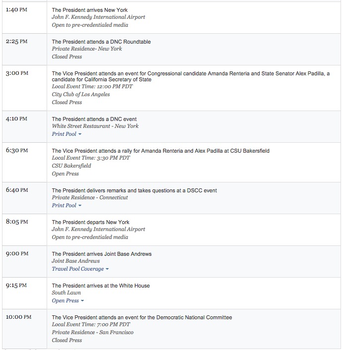 Six Democratic Campaign Events Today for Obama and Biden