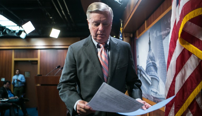 Graham was talking about a plan he developed with Sen. Bill Cassidy, R-La., to give states more control over healthcare spending. (Graeme Jennings/Examiner)