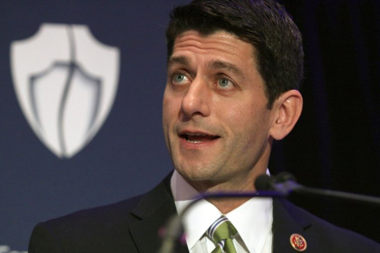 House Budget Committee Chairman Rep. Paul Ryan, R-Wis., speaks at the Center for New Security's Eight Annual National Security Conference in Washington, Wednesday, June 11, 2014. (AP Photo/Lauren Victoria Burke)