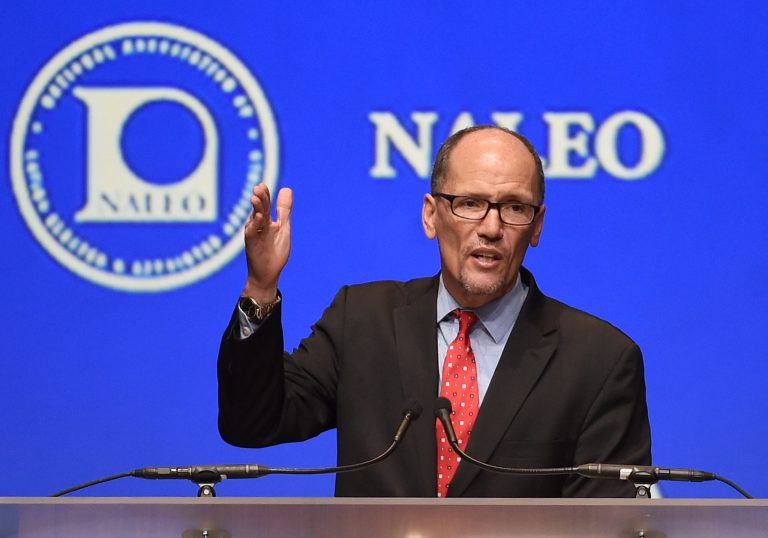 Perez on Tuesday forcefully pushed back on the idea that the rule would limit the options available to small businesses and their employees. (Photo by Ethan Miller/Getty Images)