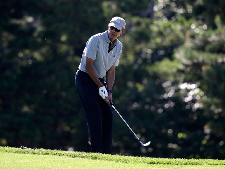 President Obama golfing Wednesday. AP Photo