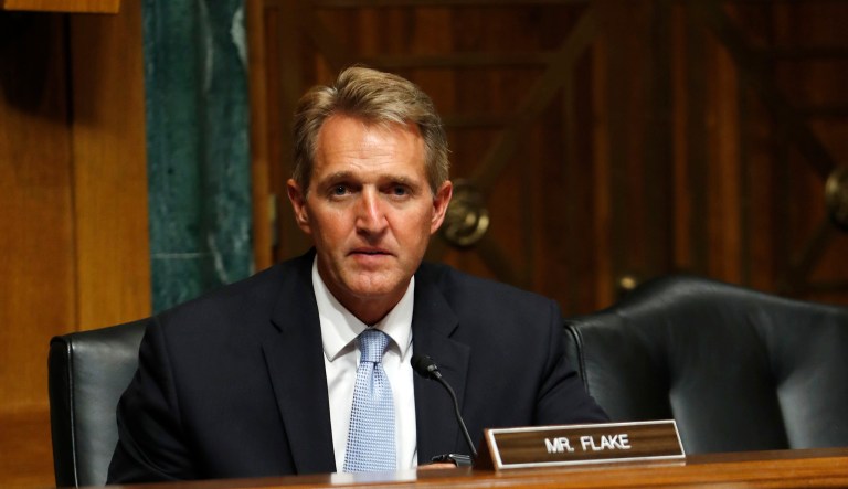 Republican Sen. Jeff Flakes said that President Trump should not be blamed for what the Republican Party has become. (AP Photo/Pablo Martinez Monsivais)