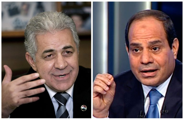 This combo image contains photos of Egyptian presidential candidates, leftist politician Hamdeen Sabahi, left, and retired Field Marshal Abdel-Fattah el-Sissi, right. Voting in the presidential election is set for May 26-27, 2014. (AP Photo)