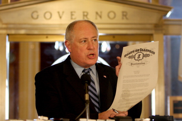 Illinois Gov. Pat Quinn speaks during a press conference at the Governor's office at the State Capitol in Springfield, Illinois, on January 30, 2009. (Photo by Michael Tercha/Chicago Tribune/MCT via Getty images)